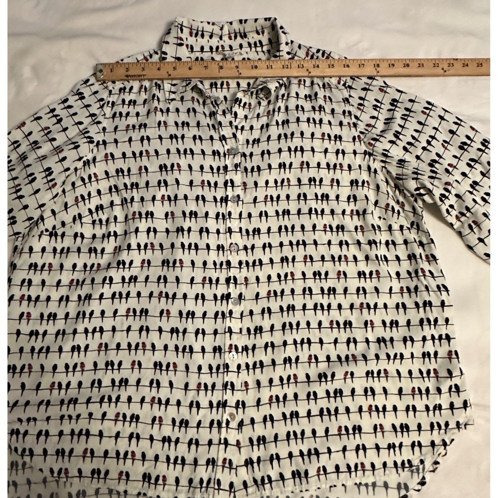 Jane and Delancey Birds on a Wire Shirt Womens 1X Rayon Roll Tab Sleeve Blouse - Picture 13 of 15